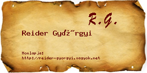Reider Györgyi névjegykártya